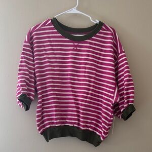 Anthropologie Pink and White Striped Sweatshirt NWT